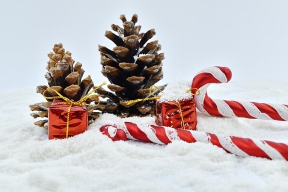 bombon, Božić, dekoracija, pokloni, snježne pahuljice, stožac, drvo, snijeg, proslava, bor