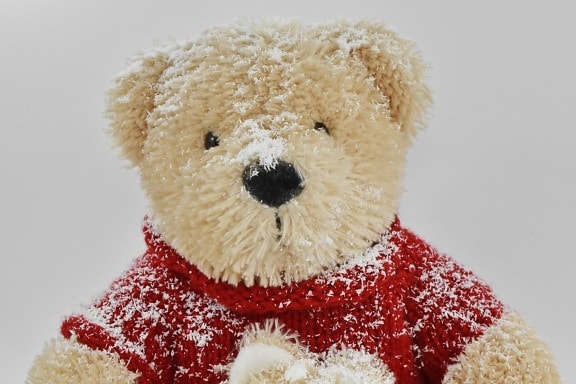 snow, snowflakes, sweater, teddy bear toy, winter, soft, bear, toy, cute, christmas