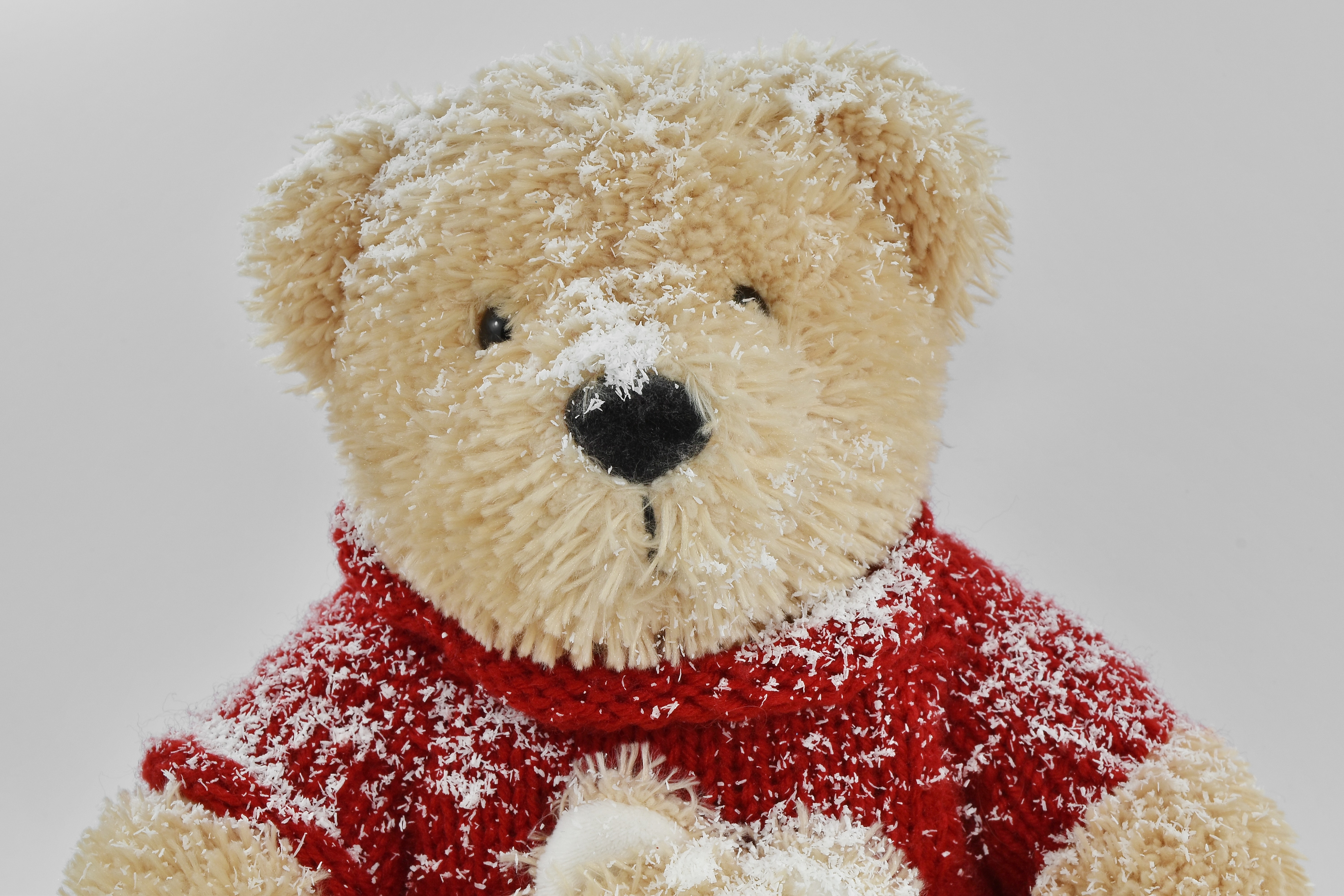 フリー写真画像 雪 雪の結晶 セーター テディベアおもちゃ 冬