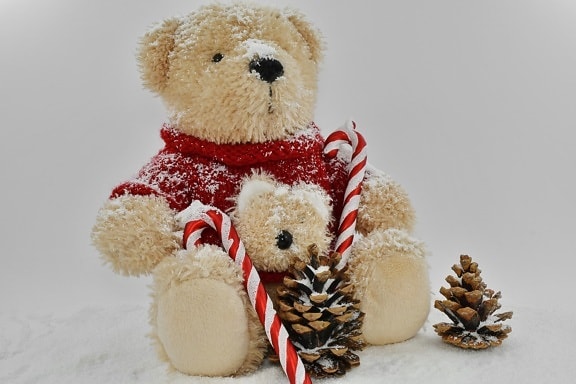 christmas, decoration, holiday, plush, snow, snowflakes, teddy bear toy, toy, winter, cute