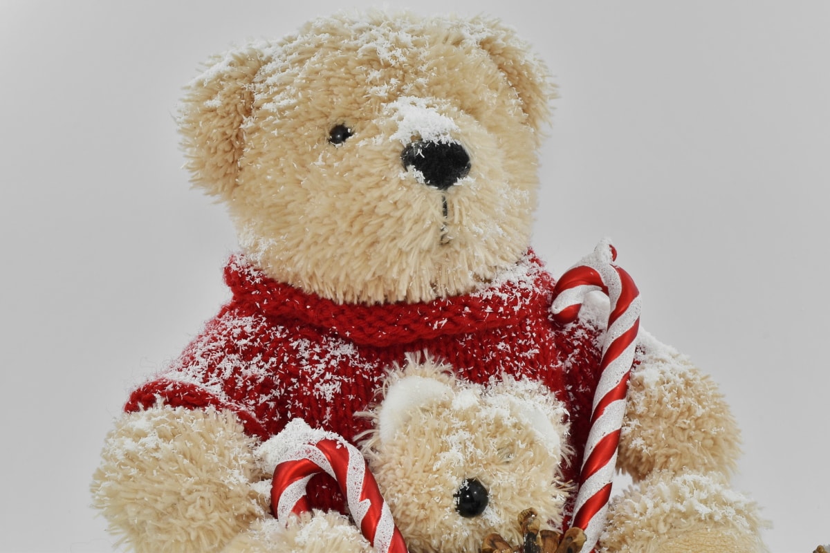 ursinho de pelúcia brinquedo, urso, Dom, bonito, brinquedo, Natal, neve, Inverno, cachecol, tradicional