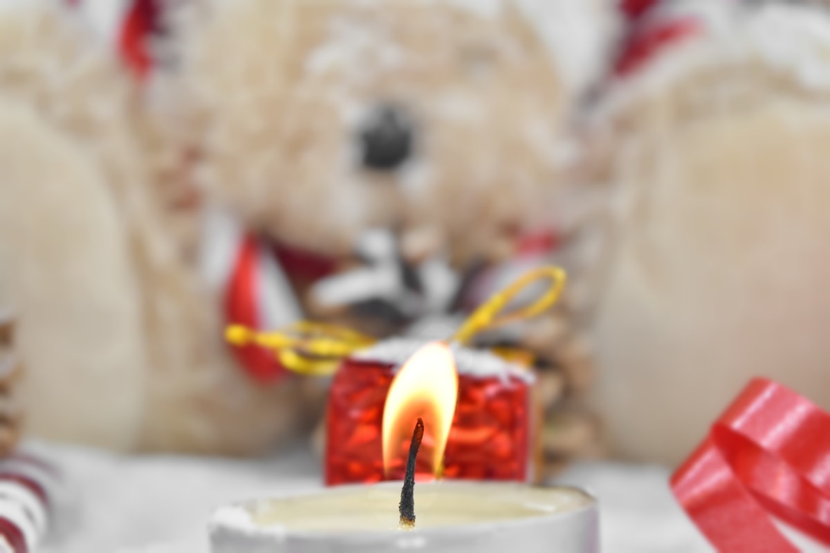 sfocate, a lume di candela, candele, da vicino, messa a fuoco, i regali, candela, celebrazione, Natale, fuoco