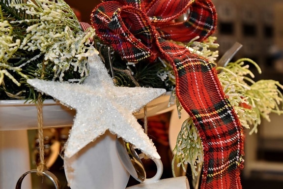 vánoční, krystal, dekorace, dary, šála, svítí, hvězda, zátiší, tradice, tradiční