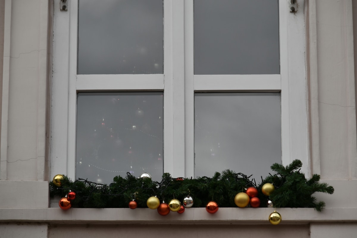 Noël, décoration, fenêtre, filon-couche, maison, à l'intérieur, architecture, fleur, Design d’intérieur, bois