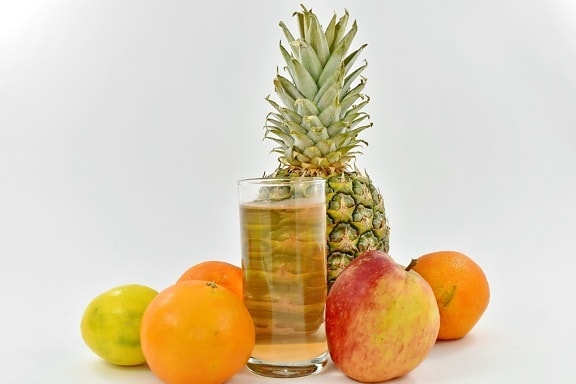 apple, fruit cocktail, fruit juice, lemon, oranges, juice, vitamin, pineapple, food, fruit