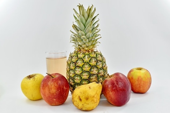 exotické, koktail na báze ovocia, ovocné šťavy, tropický, ovocie, ananás, produkujú, jedlo, čerstvé, oranžová