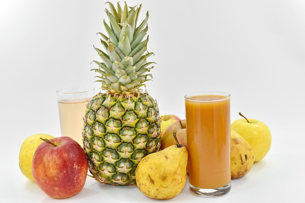koktajle, sok, tropikalny, jabłko, produkcji, jedzenie, owoce, ananas, zdrowie, Martwa natura