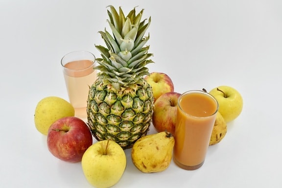 ovoce, ovocný koktejl, organický, tropický, zátiší, Jablko, jídlo, vyrobit, čerstvý, Ananas