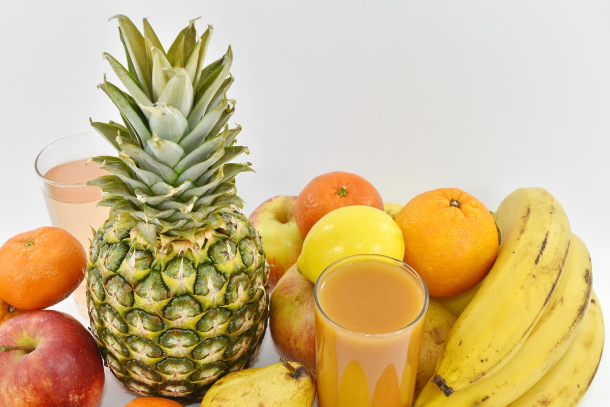 banan, jedzenie, świeży, tropikalny, ananas, zdrowe, produkcji, owoce, zdrowie, jabłko