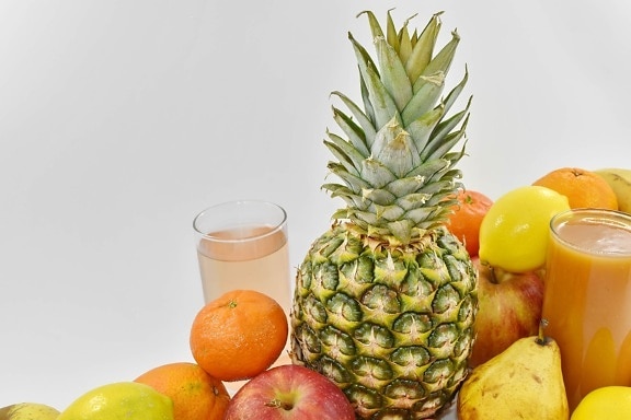 коктейль, экзотические, органические, тропический, ананас, продукты, оранжевый, питание, фрукты, свежий