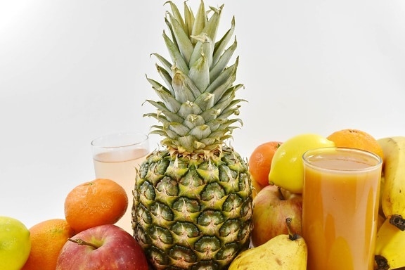 健康的です, 新鮮です, フルーツ, 食品, 熱帯, パイナップル, 食材, 健康, ジュース, 林檎