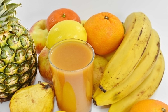 banan, drikke, eksotiske, frukt, saft, sirup, tropisk, mat, råvarer, helse