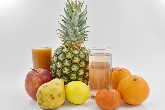 apple, dietary, fruit cocktail, oranges, pear, food, orange, fresh, pineapple, tropical