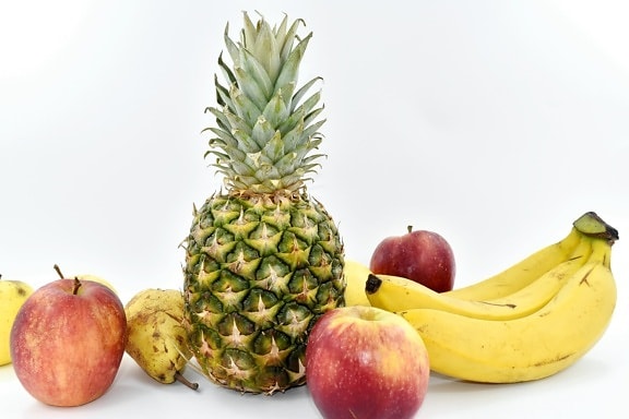manzanas, plátano, dulce, piña, alimentos, producir, fruta, tropical, salud, manzana