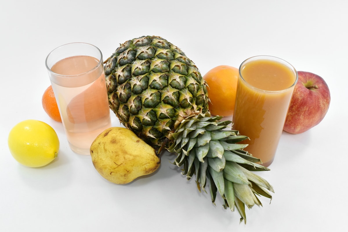dryck, cocktails, päron, ananas, sirap, mat, producera, frukt, juice, hälsa