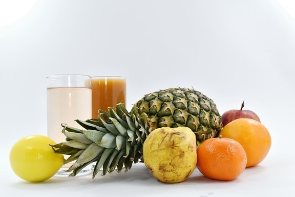 น้ำผลไม้, อินทรีย์, น้ำเชื่อม, เขตร้อน, สับปะรด, สีส้ม, อาหาร, แอปเปิ้ล, ผลไม้, กล้วย