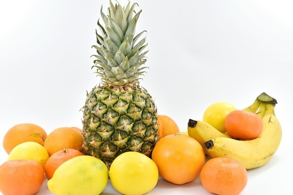 香蕉, 柑橘, 橘子, 菠萝, 健康, 热带, 橙色, 餐饮, 水果, 生产