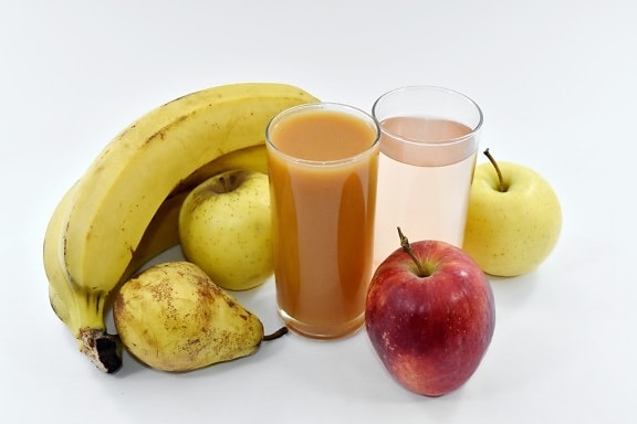 apples, banana, drinking, drinking water, fruit cocktail, fruit juice, pear, fruit, apple, diet
