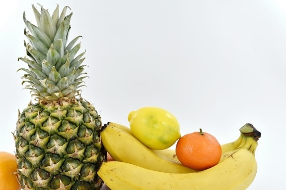 banan, sitron, Mandarin, mat, ananas, sunn, frisk, tropisk, oransje, frukt