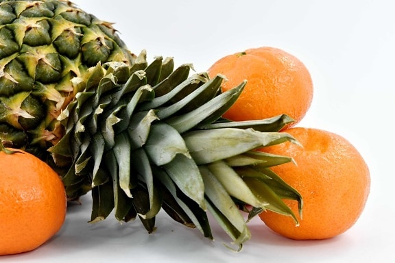 green leaves, mandarin, oranges, pineapple, food, fruit, vitamin, vegetable, leaf, health