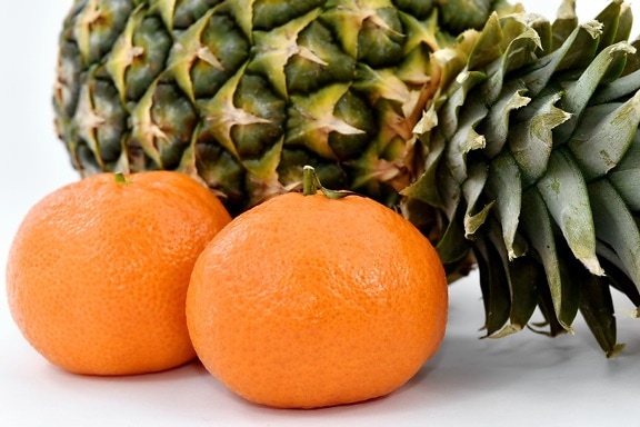 pineapple, side view, tangerine, citrus, vitamin, food, healthy, fruit, market, nature