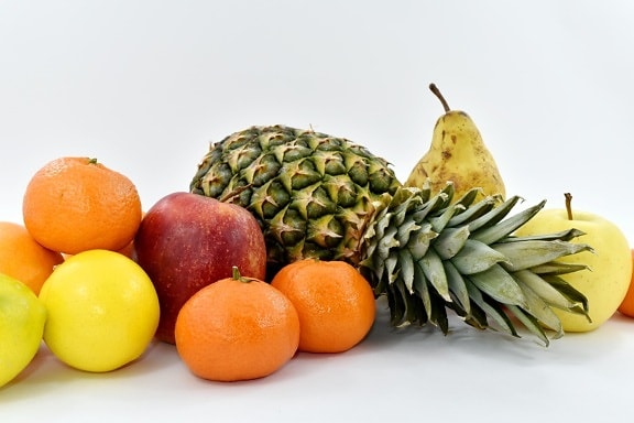 яблоко, фрукты, Грейпфрут, апельсины, ананас, цитрусовые, Натюрморт, питание, оранжевый, банан