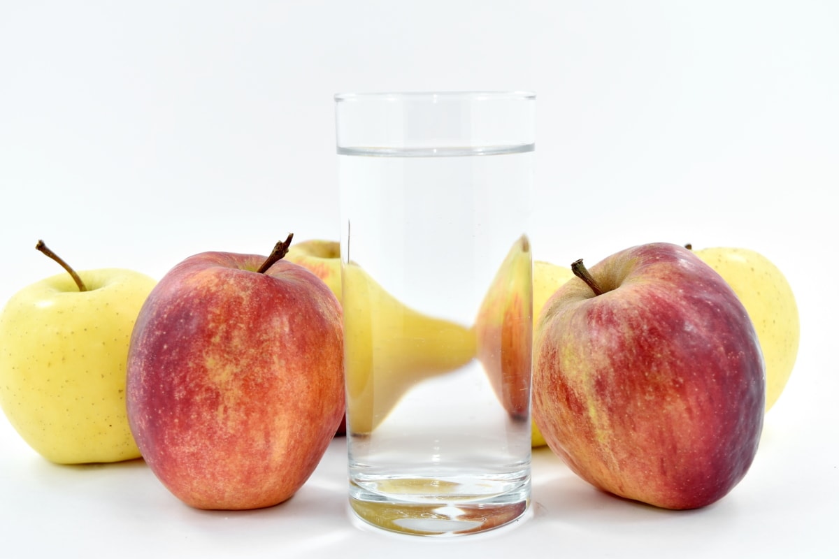 apples, drink, fresh water, glass, liquid, fresh, pear, health, vitamin, apple