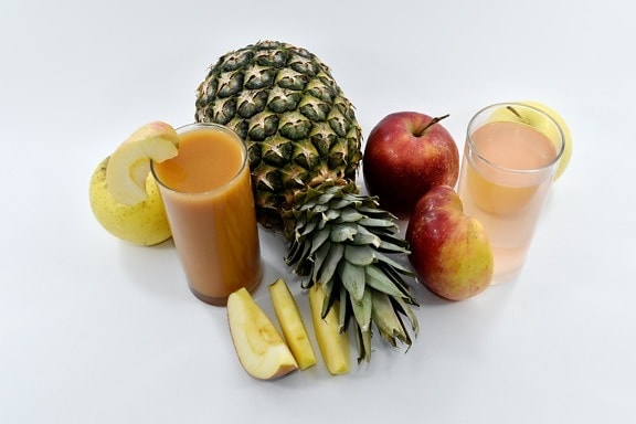 τα μήλα, εξωτικά, κοκτέιλ φρούτων, βιολογικά, Ανανάς, σιρόπι, τροπικά, Νεκρή φύση, μήλο, φρούτα