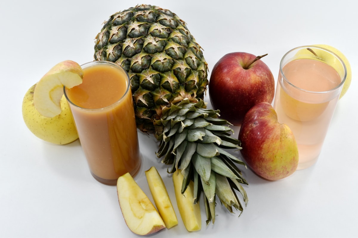 epler, kosttilskudd, drikkevann, frukt cocktail, saft, væske, skiver, sirup, mat, eple