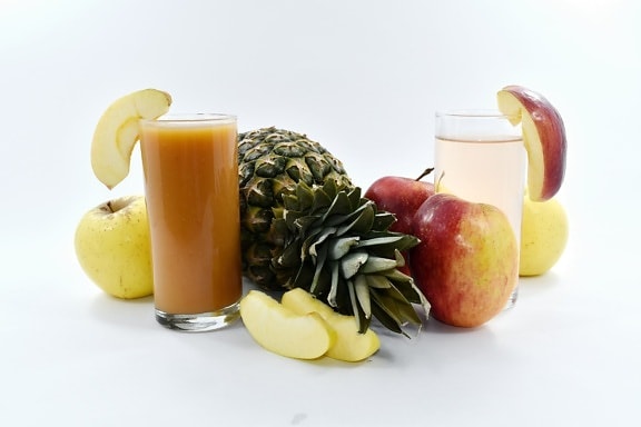 alimentos, fruta, coctel de frutas, jugo de fruta, orgánica, piña, vegetariano, jugo de, manzana, vitamina