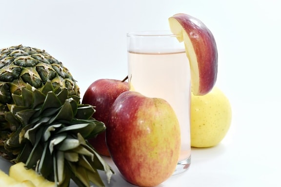 Alma, ital, reggeli, gyümölcslé, egészséges, étkezés, szerves, ananász, vitamin, diéta