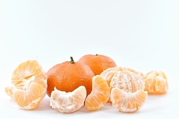 finom, friss, mandarin, szeletek, vegán, gyümölcs, egészséges, vitamin, citrusfélék, trópusi