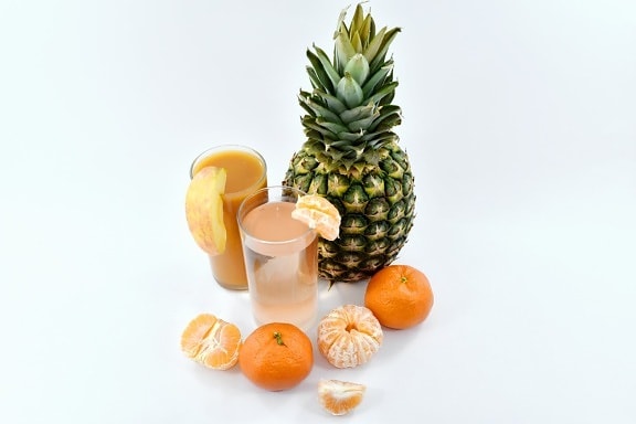 pyszne, świeżej wody, sok owocowy, mandaryński, ananas, syrop, witaminy, jedzenie, produkcji, owoce