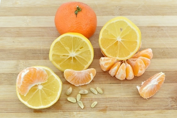 délicieux, régime alimentaire, noyau, citron, nutriments, oranges, tranches de, en bonne santé, orange, vitamine