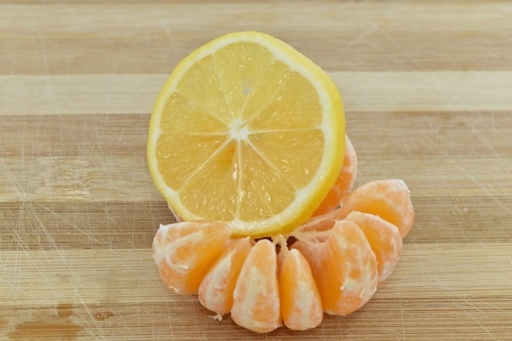 slices, mandarin, healthy, citrus, fruit, lemon, fresh, wood, juice, orange