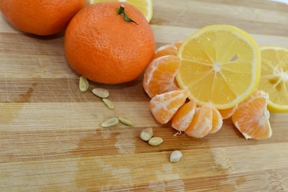 Mandarim, laranja, sementes, tangerina, frutas, vitamina, fresco, citrino, madeira, saúde