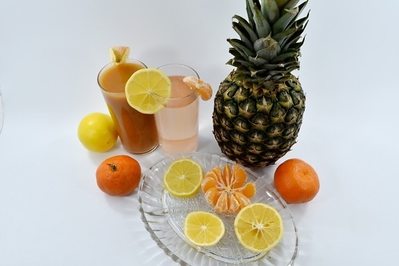 Frühstück, diätetische, Frucht-cocktail, Fruchtsaft, gesund, Limonade, Sirup, Vitamin, Ananas, Obst