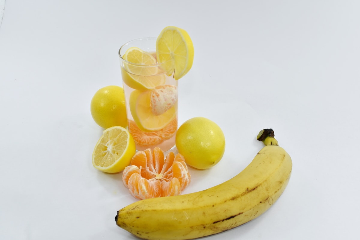 śniadanie, koktajl, zdrowe, Lemoniada, wegetariańskie, cytryna, owoce, banan, jedzenie, tropikalny