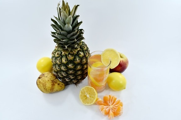 Sarapan, jeruk, koktail buah, jus buah, limun, nanas, tropis, menghasilkan, Makanan, segar