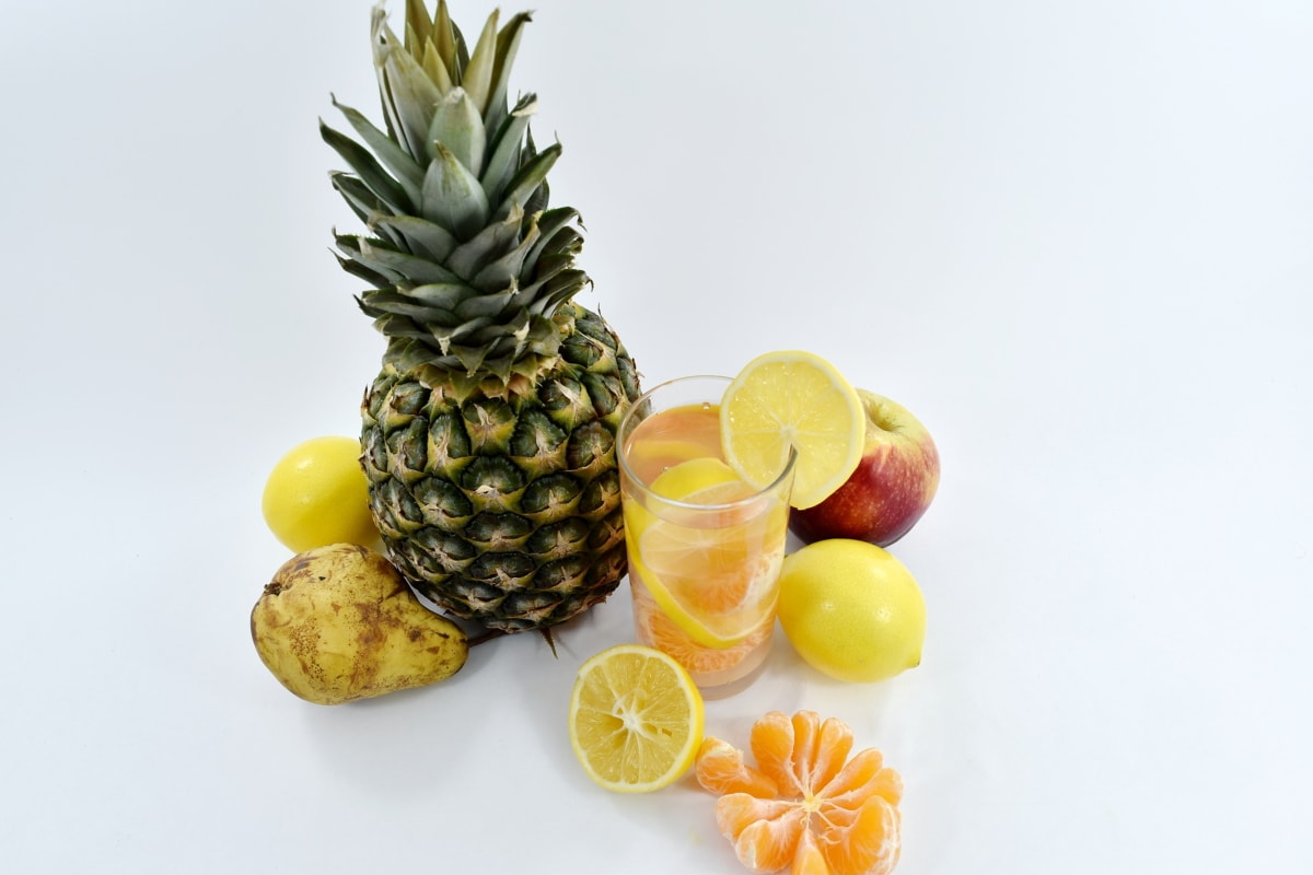 coquetel, exóticas, limonada, abacaxi, tropical, frutas, comida, ainda vida, saúde, suco de