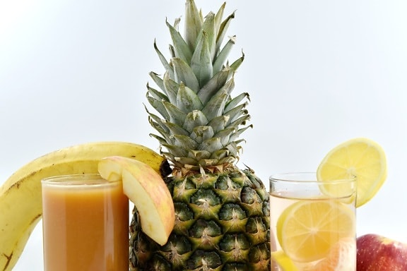 drank, nagerecht, citroen, limonade, tropische, vrucht, produceren, ananas, sap, voedsel