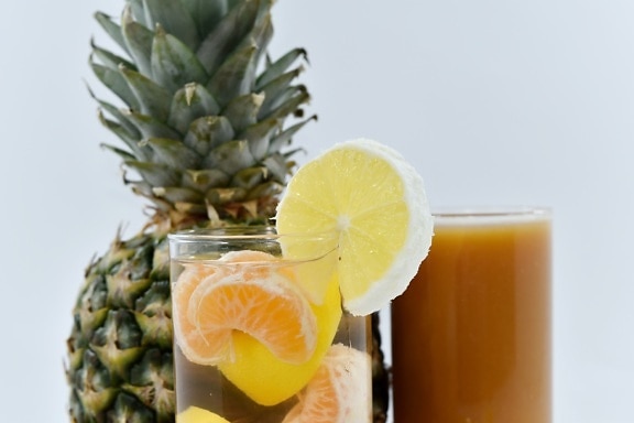 bebida, vidrio, limonada, naranja, jarabe, bajo el agua, cítricos, producir, vitamina, alimentos