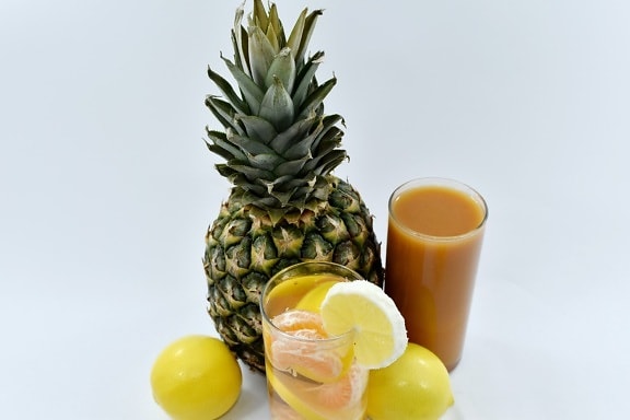 koktajle, Lemoniada, ananas, produkcji, sok, owoce, jedzenie, świeży, tropikalny, Martwa natura