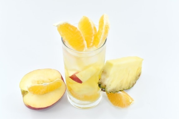 bebidas, agua dulce, coctel de frutas, mango, naranjas, piña, cítricos, alimentos, fruta, naranja