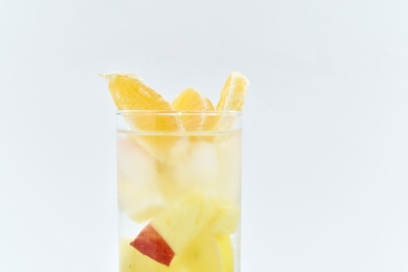 cold water, fresh, fruit juice, ice crystal, mandarin, tropical, cold, glass, juice, fruit