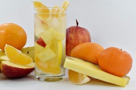 林檎, 冷たい水, フルーツ ジュース, グレープ フルーツ, 氷の結晶, マンダリン, フルーツ, 食品, ビタミン, ジュース