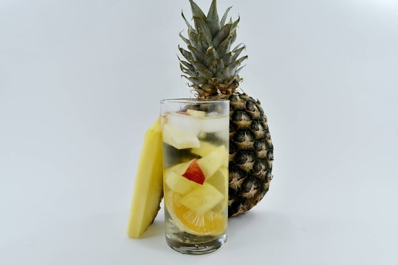 cold water, drinking straw, fresh water, fruit cocktail, fruit juice, pineapple, produce, still life, fruit, food