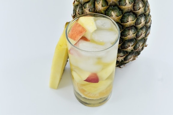 apple, beverage, glass, ice, pineapple, cold, food, drink, fruit, tropical