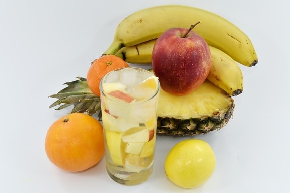 напитки, студена вода, плодов сок, ледени кристали, органични, ананас, плодове, цитрусови плодове, витамин, пресни