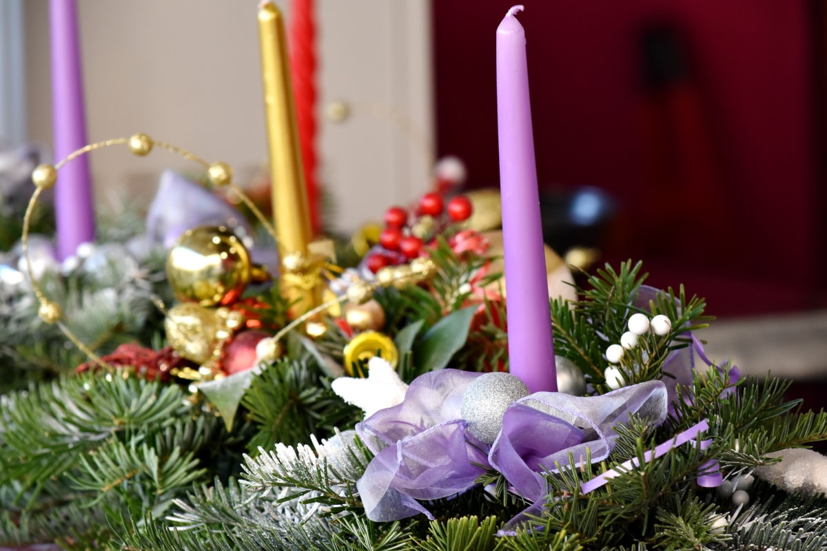 свещи, Коледа, декорация, подаръци, ръчно изработени, Лилаво, свещ, празник, интериорен дизайн, блестящ